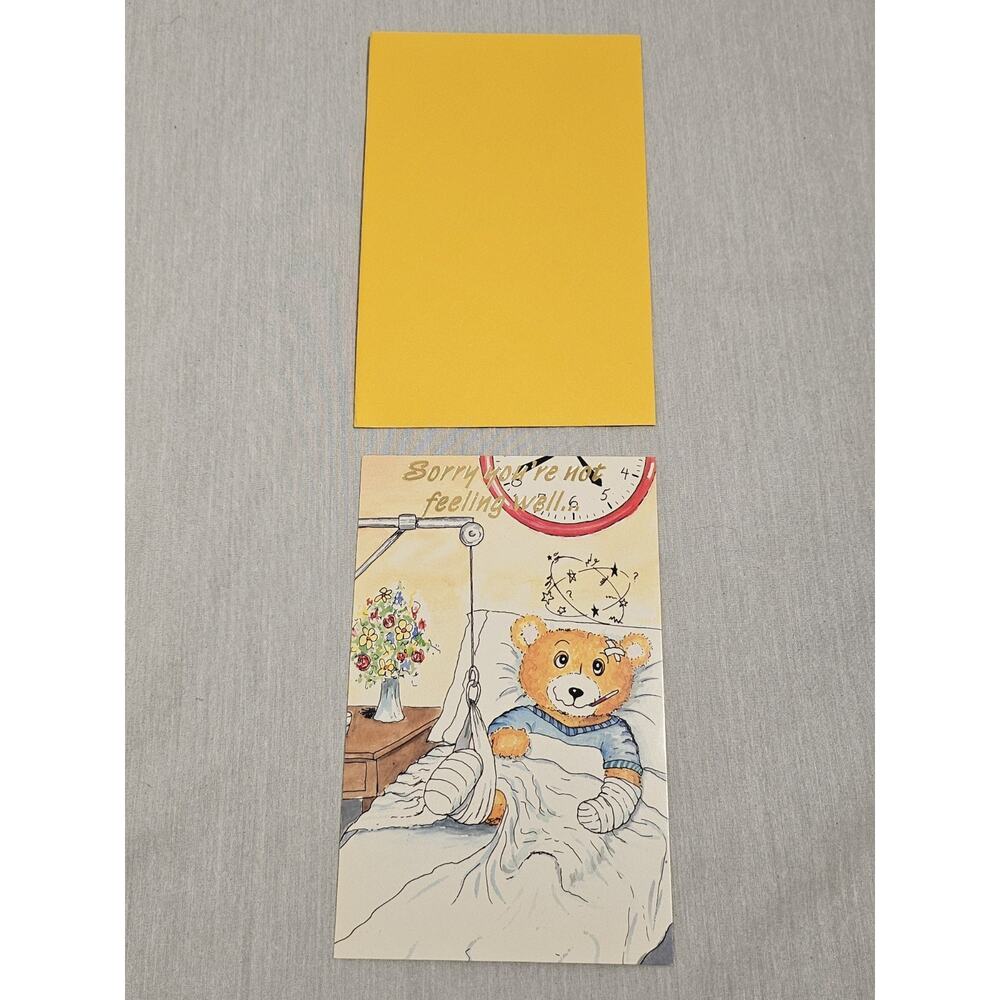 Get Well Soon Bear In Hospital Greeting Card - P.S. Greetings VTG Unused Card
